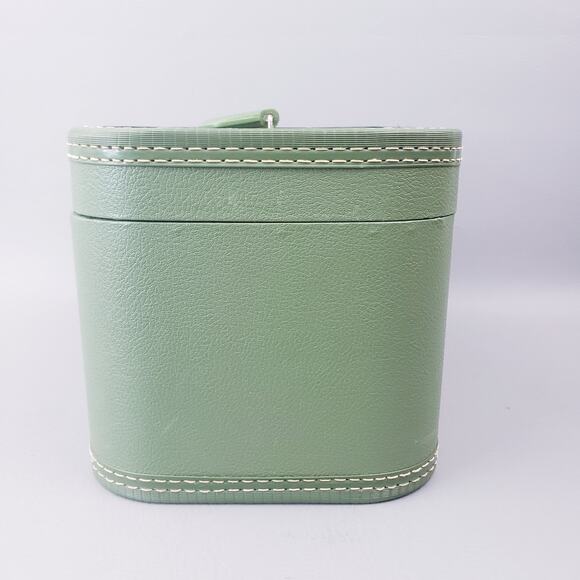 Vintage ‘70s Carilite Hard Shell Train Case Makeup Avocado Green No Key - Picture 4 of 14